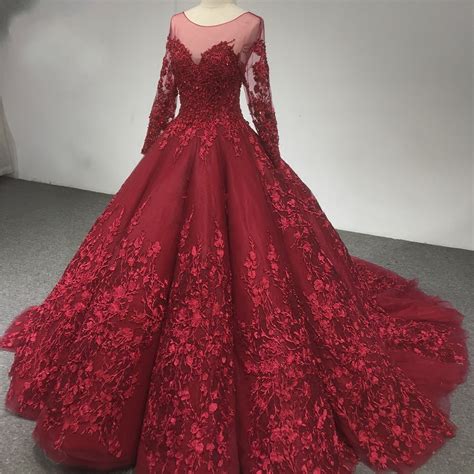 Https://tommynaija.com/wedding/burgundy Lace Wedding Dress