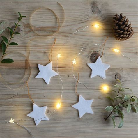 Star Christmas Tree Ornaments White Set Of Six By Littlenestbox