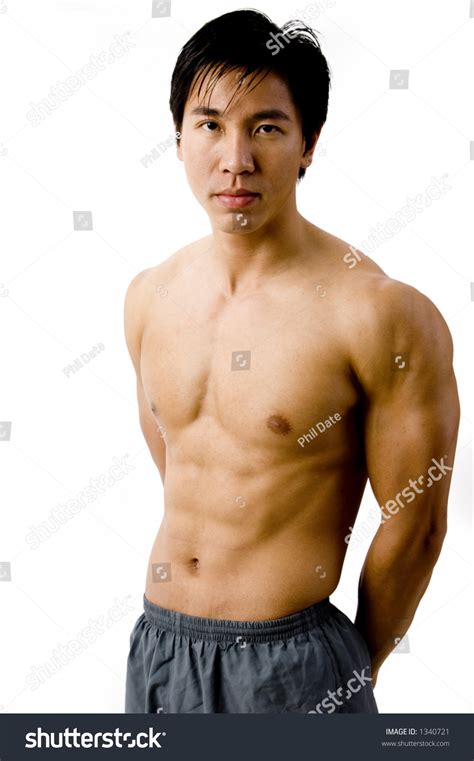 A Color Picture Of Muscular Chinese Model Stock Photo