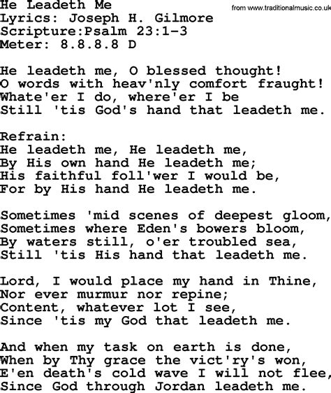 Good Old Hymns He Leadeth Me Lyrics Sheetmusic Midi Mp3 Audio