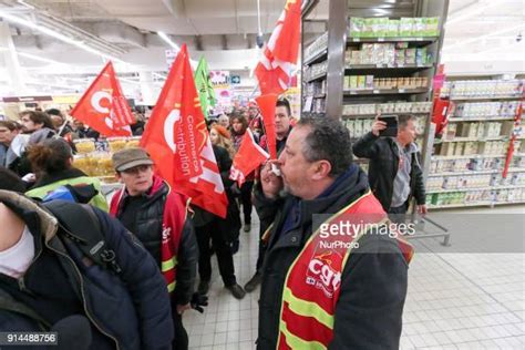 Employees Of The Carrefour France Group Demonstrate In Paris Photos And