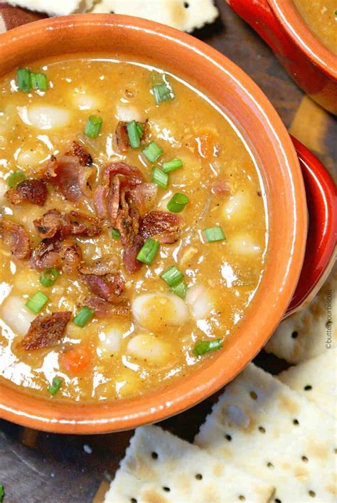 Slow Cooker Bean And Bacon Soup Recipe Butter Your Biscuit