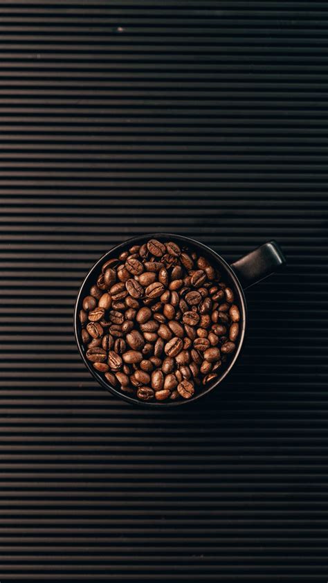 Download Wallpaper 1080x1920 Coffee Beans Grains Coffee Cup Lines