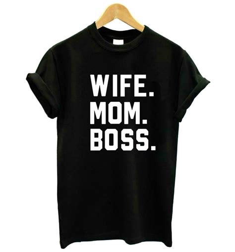 Wife Mom Boss Letters Print Women Tshirt Cotton Casual Funny T Shirt For Lady Girl Top Tee