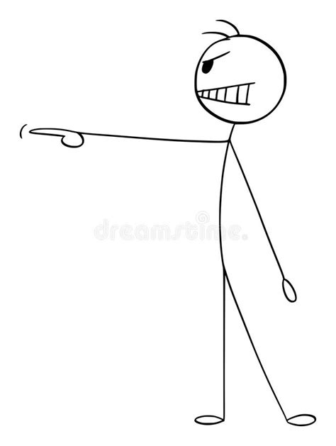 Aggressive Or Angry Person Pointing At Something Vector Cartoon Stick