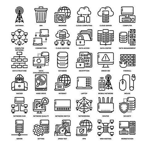 36 Computer Network Icons Set X 4 Styles Masterbundles