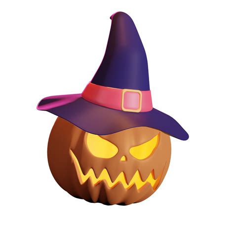 Pumpkin Theme Illustration With Halloween Witch Hat 3d 9336016 Png
