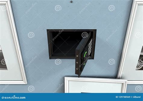 Open Hidden Wall Safe Behind Picture Stock Illustration Illustration