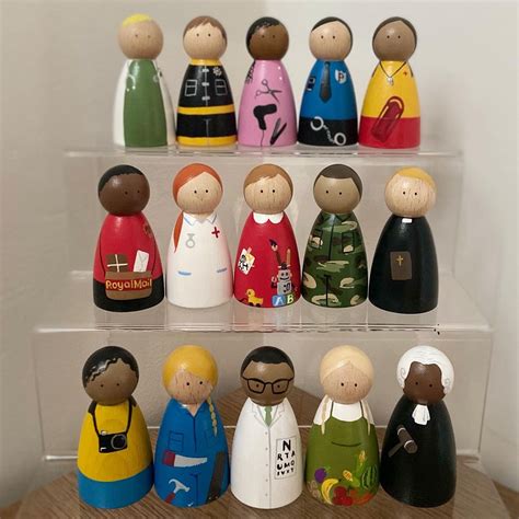 multicultural peg dolls diverse people toys montessori approach wooden toy nursery decor t