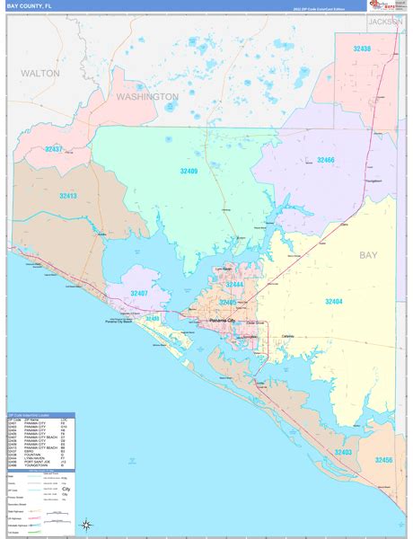 Bay County Fl Wall Map Color Cast Style By Marketmaps Mapsales