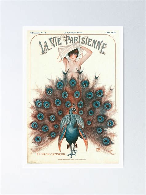 La Parisienne Peacock Art Deco Poster Poster For Sale By Mindydidit