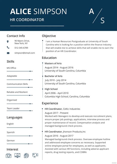 hr resume format  psd ms word publisher