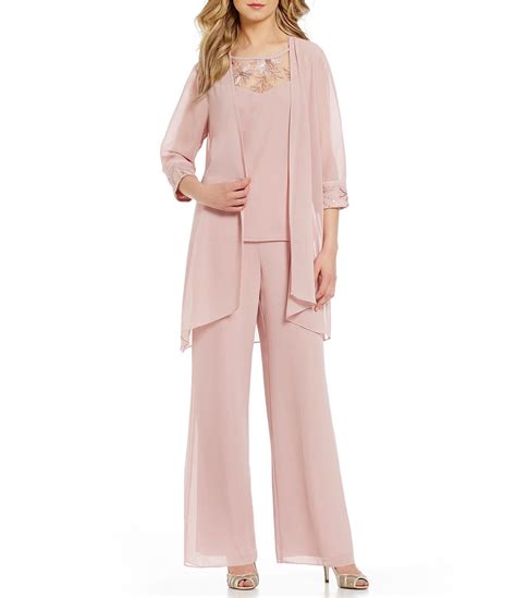 Le Bos Embroidered Chiffon 3 Piece Pant Set Dillards In 2021