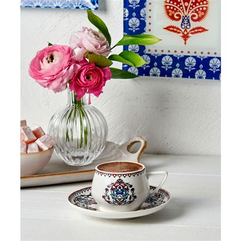 Karaca Porcelain Espresso Turkish Coffee Cup Set Of 6 12 Piece 90ml