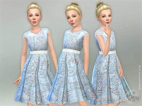 Blue Jacquard Dress By Lillka At Tsr Sims 4 Updates