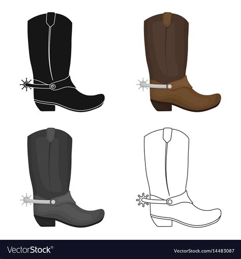 Cowboy Boots Icon In Cartoon Style Isolated On Vector Image