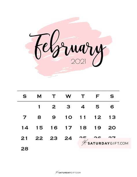 Cute And Free Printable February 2023 Calendar Designs By Saturdayt