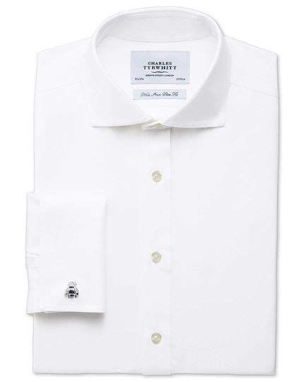 Slim Fit Spread Collar Non Iron Twill White Shirt Cutaway Collar Twill