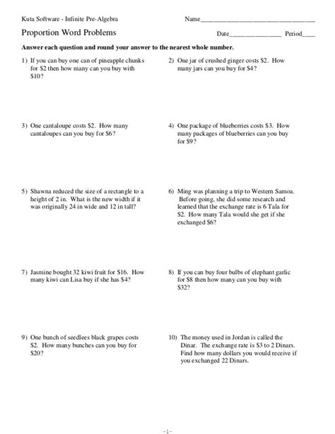 The best source for free algebra worksheets. Proportion word problems