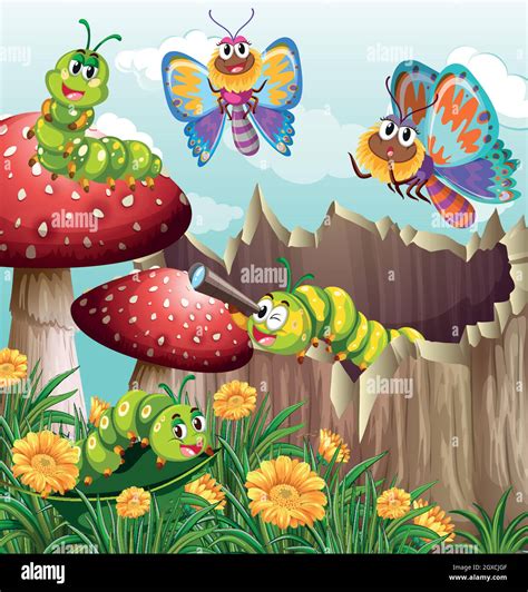 Many Insects In Garden Stock Vector Image And Art Alamy