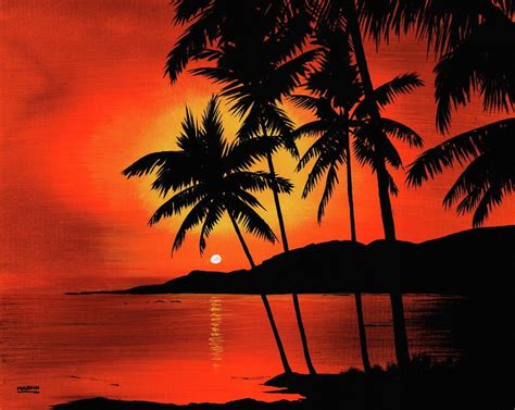 Hawaiian Sunset Painting Sunset Painting Sunset Art Painting