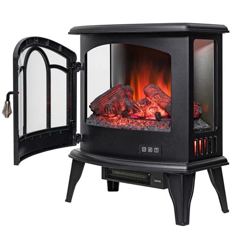 Akdy 20 In Freestanding Electric Fireplace Stove Heater In Black With
