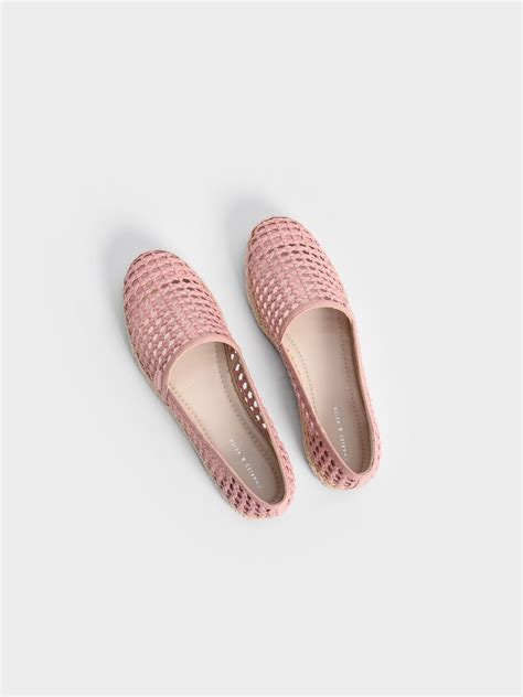 Pink Woven Canvas Espadrilles Charles And Keith Om