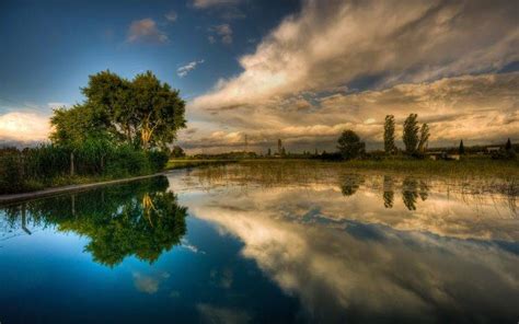 Sky Reflection Nature Landscape Clouds Wallpapers Hd Desktop And