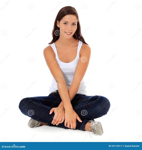 Teenage Girl Sitting On The Floor Stock Image Image Of Full Caucasian 22112911