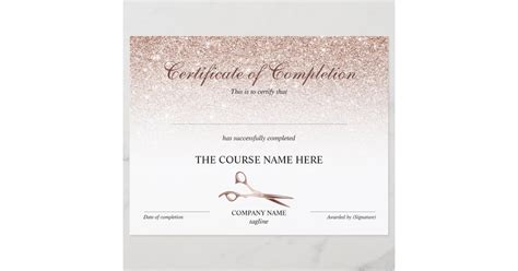 Certificate Of Completion Award Hair Stylist Zazzle