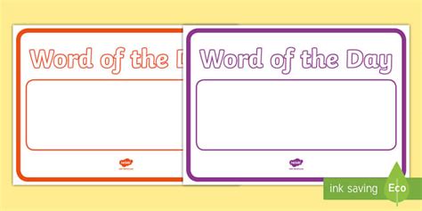 👉 Word Of The Day English Poster Word Board Twinkl