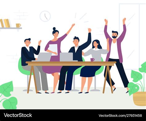 Excited Office Workers Team Successful Managers Vector Image