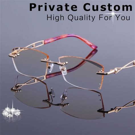 buy luxury tinted lenses myopia hyperopia glasses female rhinestone rimless