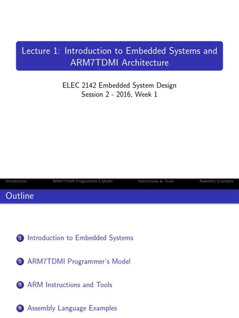 Lecture 1 Introduction To Embedded Systems And Arm7tdmi Architecture