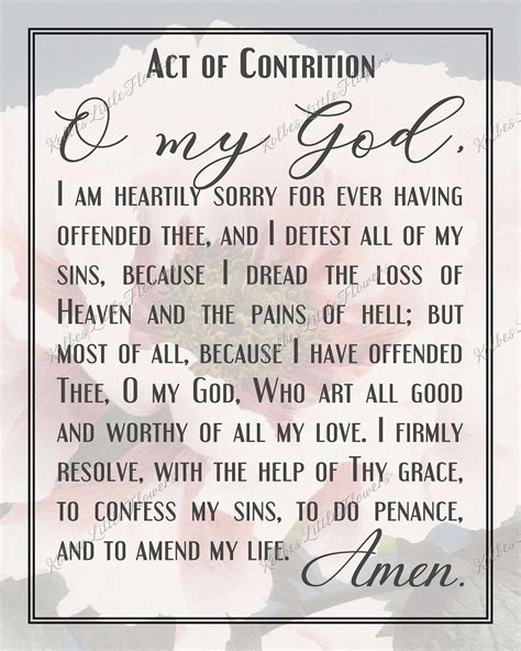 Printable Act Of Contrition In Choosing To Do Wrong And Failing To Do