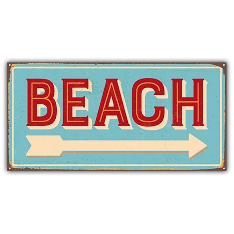 Beach Sign Retro Sticker