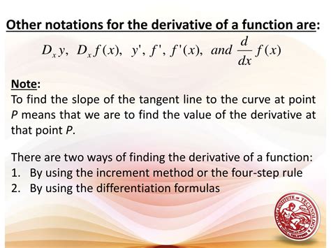 Ppt The Derivative And Differentiation Of Algebraic Functions