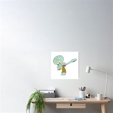 Squidward Dab Meme Poster By Zeuslv Redbubble