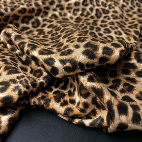 Leopard Print Fabric Silk Satin With Floral Pattern Fabric Etsy
