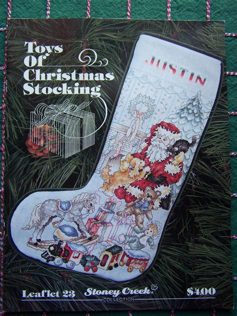 vintage cross stitch toys of christmas stocking pattern chart santa