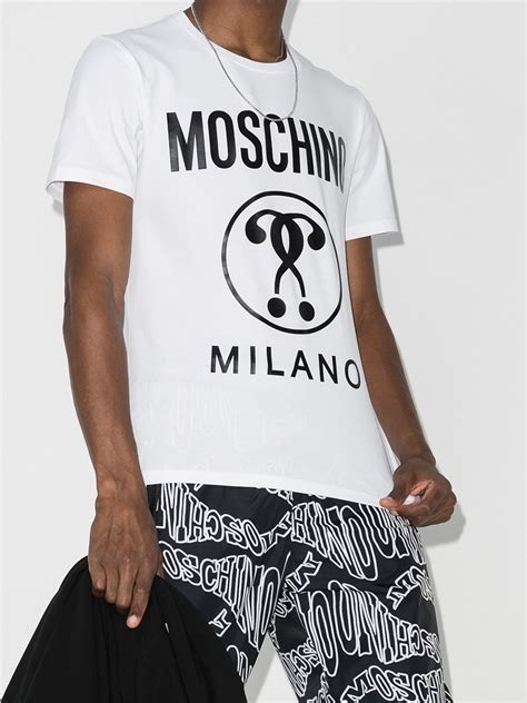 Moschino Double Question Mark Logo T Shirt Browns