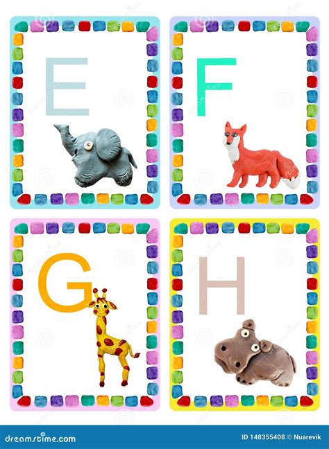 Abc Alphabet Baby Animals Flash Educational Cards Poster Stock Photo