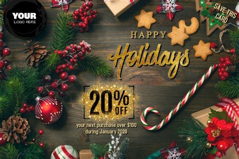 Happy Holidays Discount Card Template Postermywall