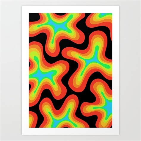 Rainbow Abstract Retro Squiggles Art Print By Twisted Dreamland