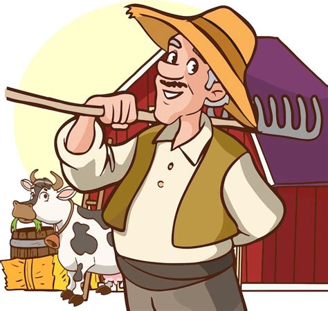 Premium Vector Cartoon Vector Illustration Of A Cute Farmer Standing