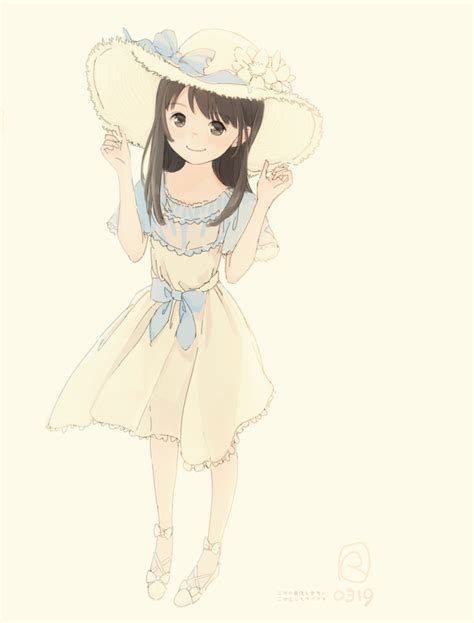 The Big Imageboard Tbib Bangs Beige Background Beige Dress Beige Footwear Beige Hat Blue Bow