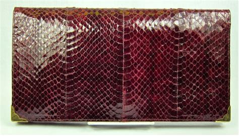 Vtg Red Snake Skin Large Clutch Handbag For Sale