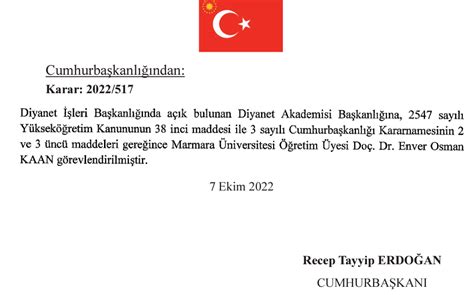 Diyanet Akademisi Başkanlığına Doç Dr Enver Osman Kaan