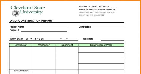 Weekly Construction Progress Report Template Excel Excel Templates