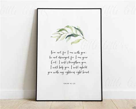 Isaiah 4110 Bible Verse Print Wall Art Decor Christian Etsy